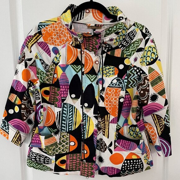 Peck & Peck Jackets & Blazers - Peck & Peck Weekend Vibrant Multi-Color Tropical Women's Spring Jacket - Medium